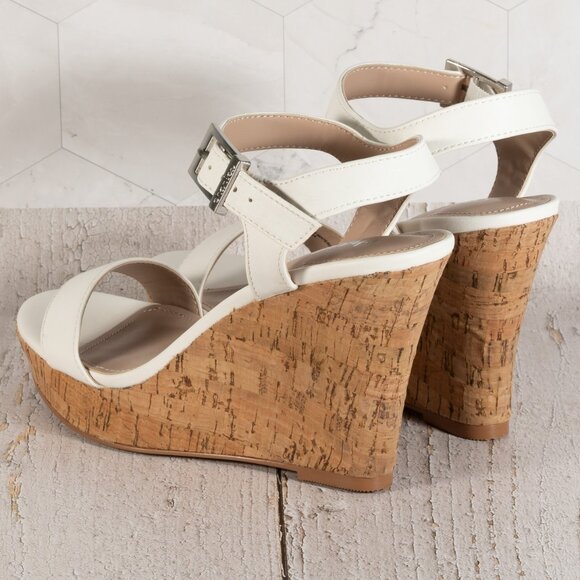 CHARLES by CHARLES DAVID Lindy Color White Cork Wedge Sandal Size 7 M - Picture 4 of 12